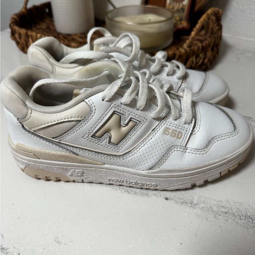 New Balance 550 White and Cream Sneakers
